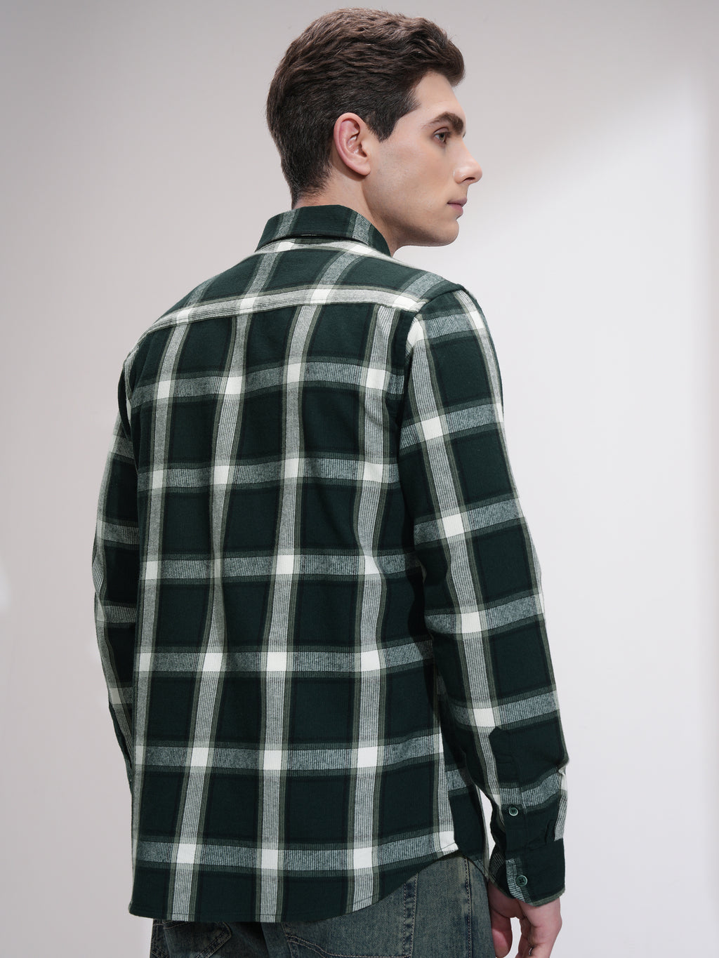 Highlander Men Green Checked Slim Fit Casual Shirt - Green - Image 3