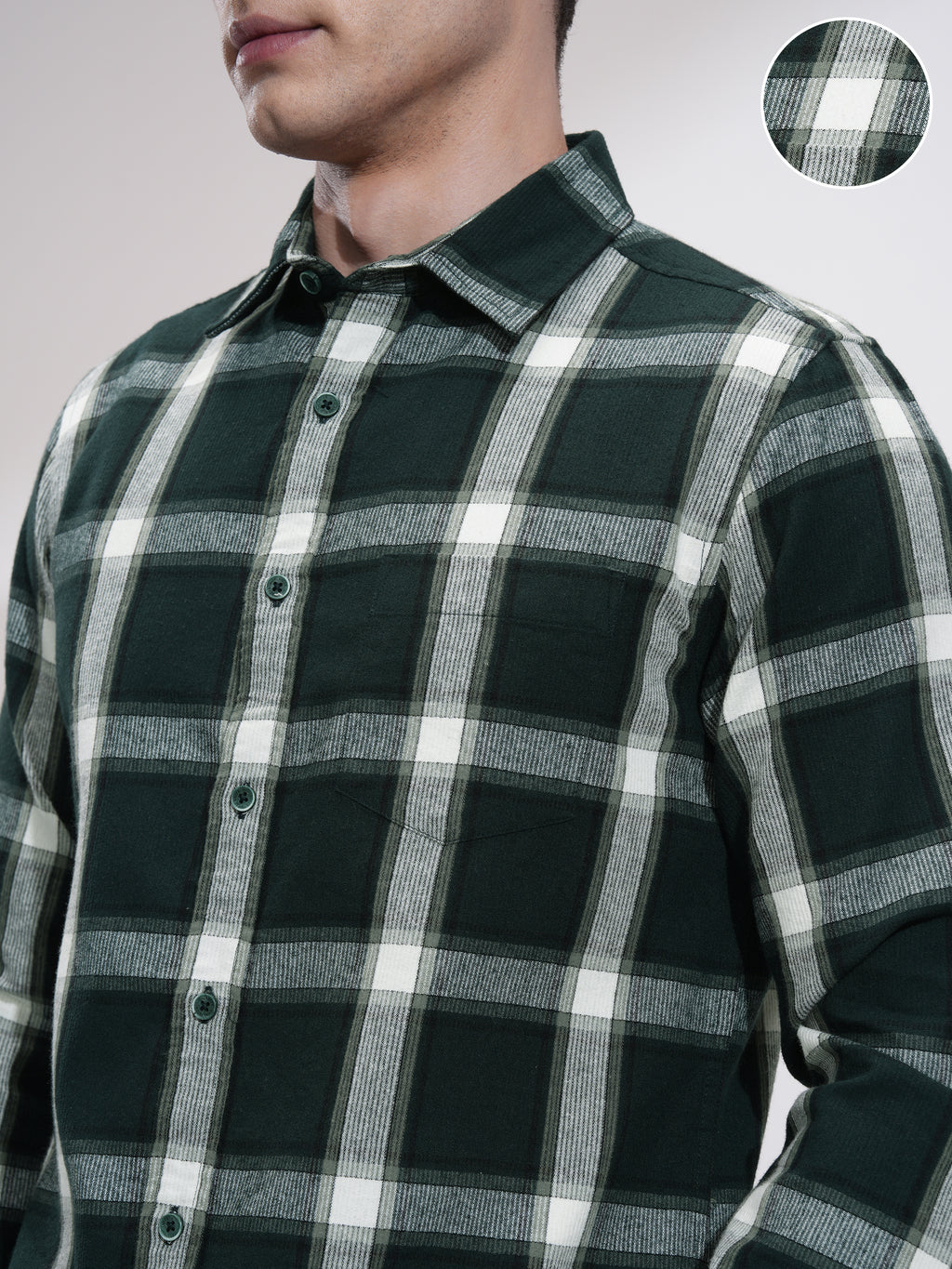 Highlander Men Green Checked Slim Fit Casual Shirt - Green - Image 5