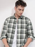 Highlander Men Off White Checked Relaxed Fit Casual Shirt - Off White - Image 1