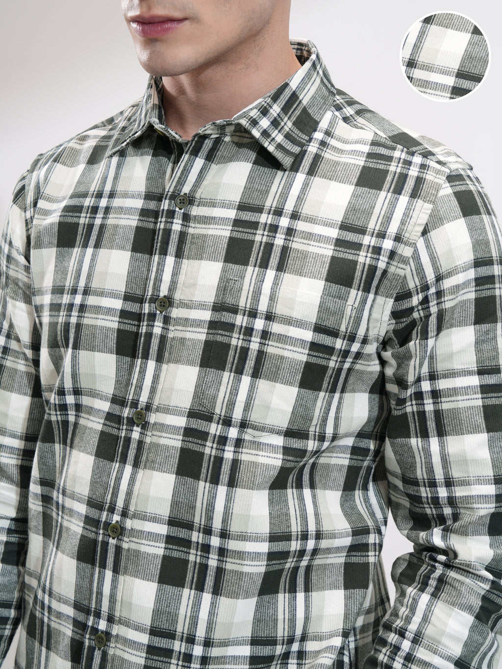 Highlander Men Off White Checked Relaxed Fit Casual Shirt - Off White - Image 5