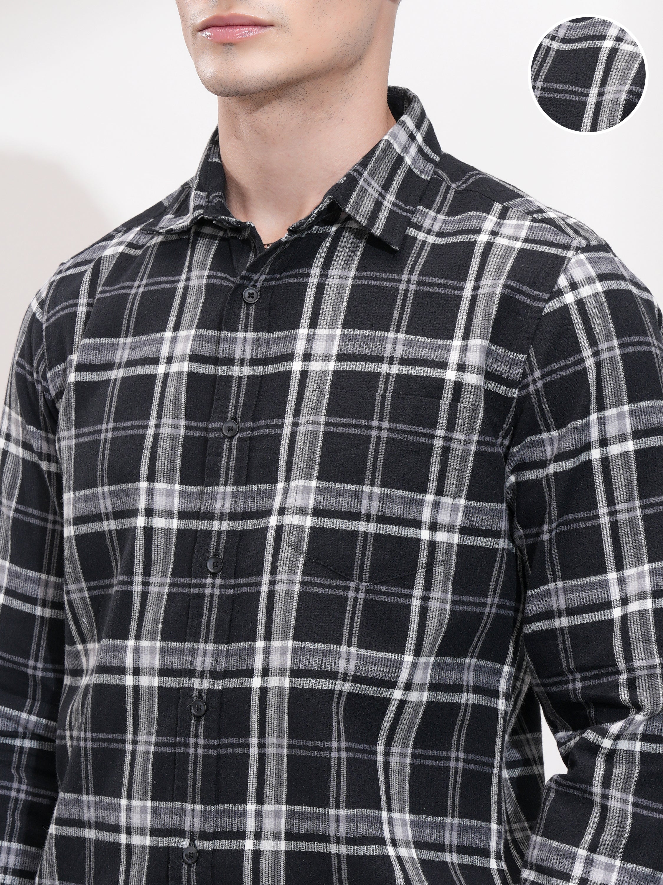 Highlander Men Black Checked Relaxed Fit Casual Shirt - Black - Image 5