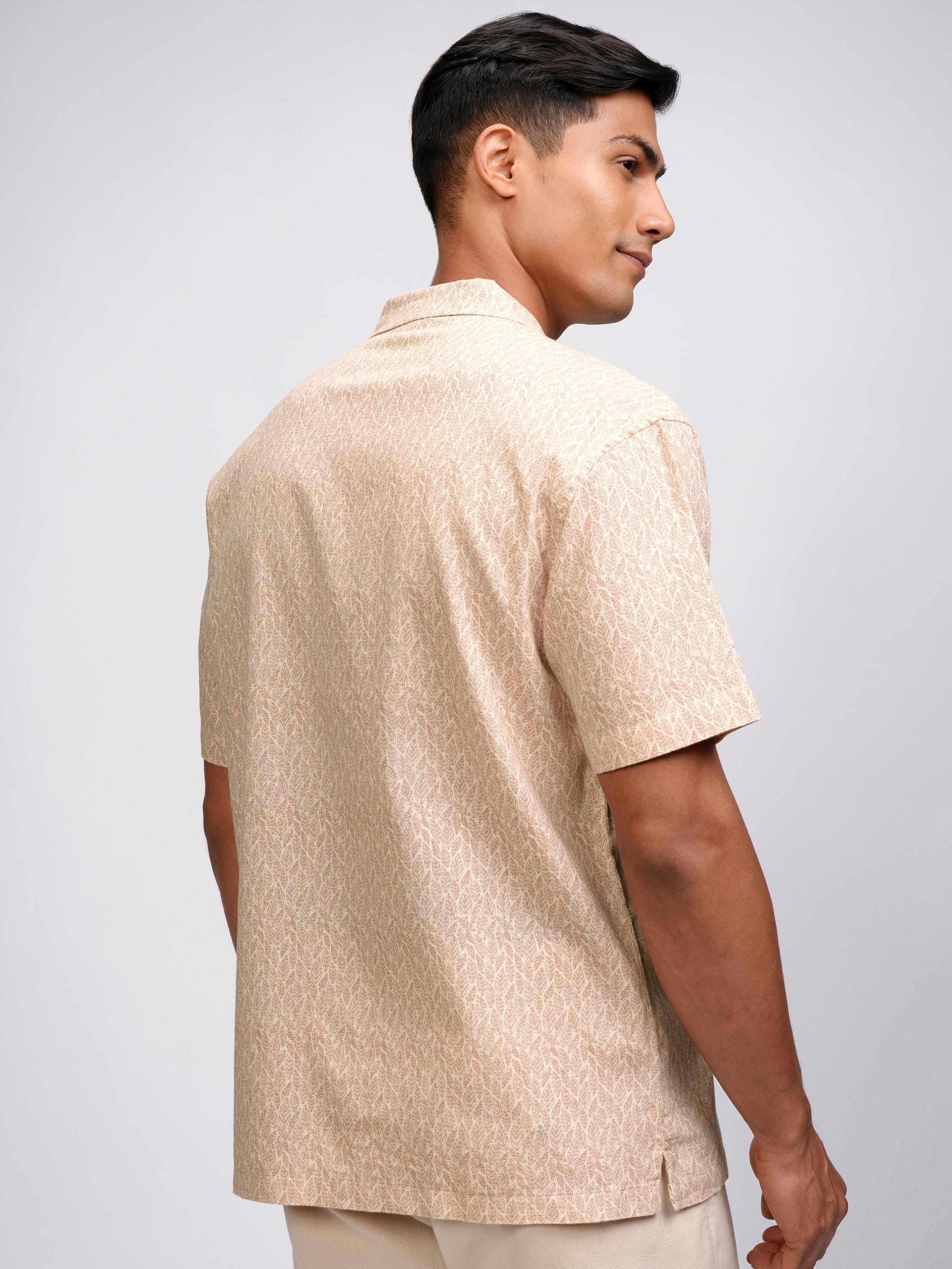 Highlander Men Beige Printed Relaxed Fit Casual Shirt - Beige - Image 3