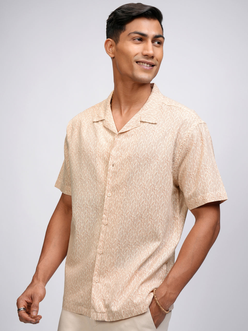 Highlander Men Beige Printed Relaxed Fit Casual Shirt - Beige - Image 4