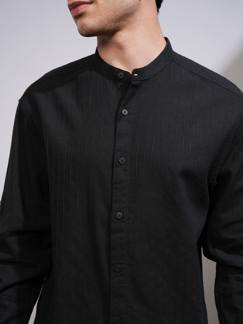 Highlander Men Black Striped Relaxed Fit Casual Shirt - Black - Image 5