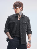 Highlander Men Black Self Design Relaxed Fit Casual Shirt - Black - Image 1