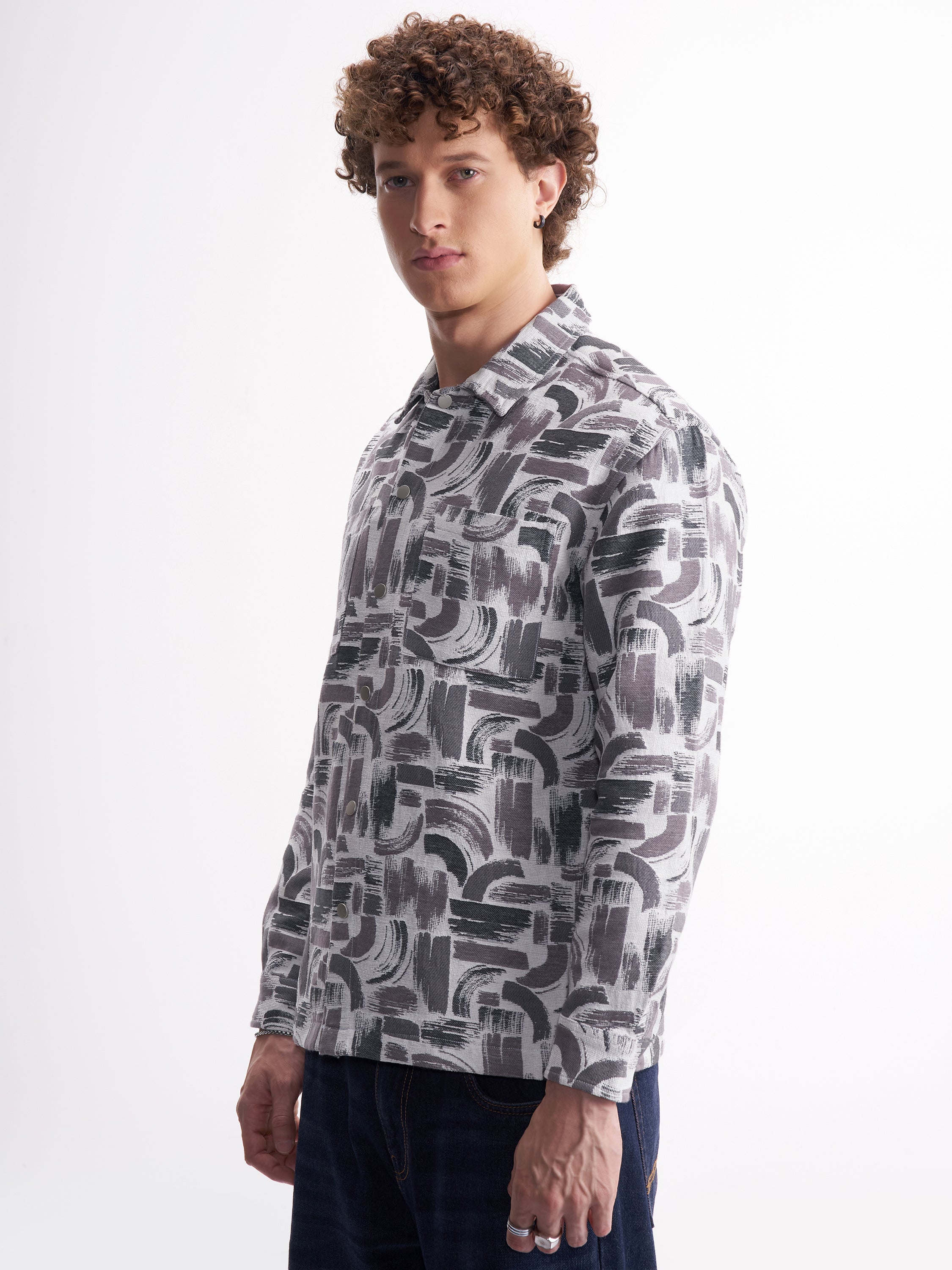 Highlander Men Purple Printed Relaxed Fit Casual Shirt - Purple - Image 4