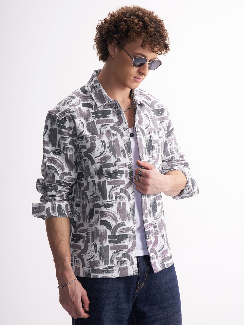 Highlander Men Purple Printed Relaxed Fit Casual Shirt - Purple - Image 6