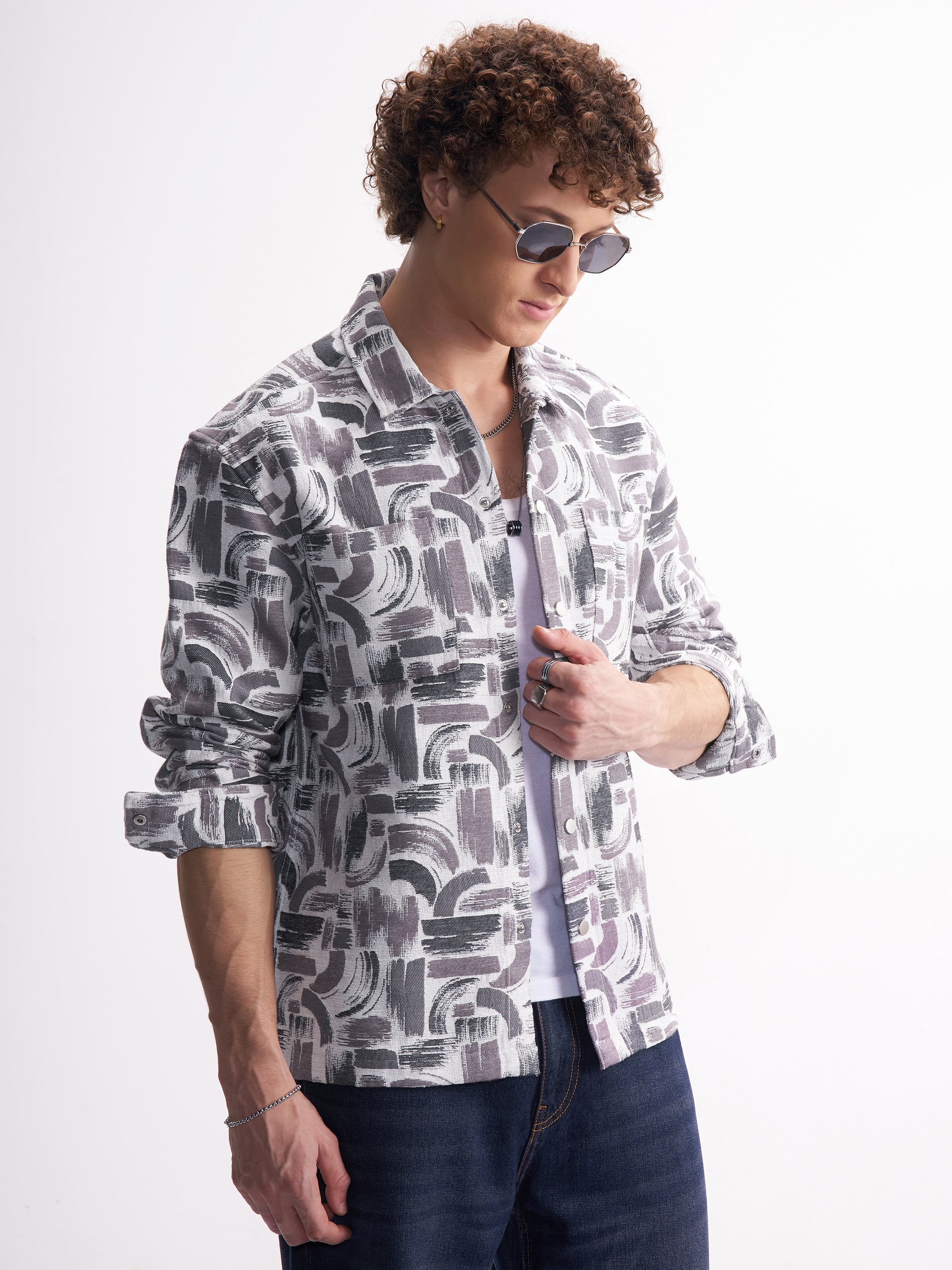 Highlander Men Purple Printed Relaxed Fit Casual Shirt - Purple - Image 6