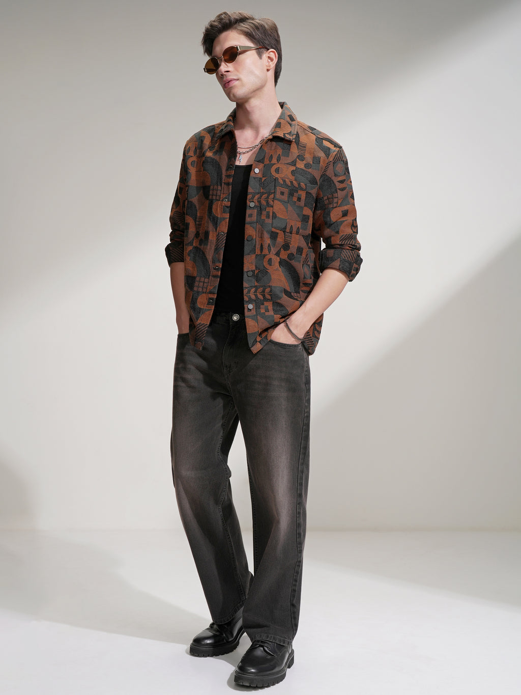Highlander Men Black Printed Relaxed Fit Casual Shirt - Black - Image 2