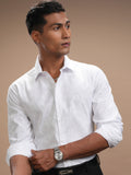 Highlander Men White Self Design Slim Fit Casual Shirt - White - Image 1