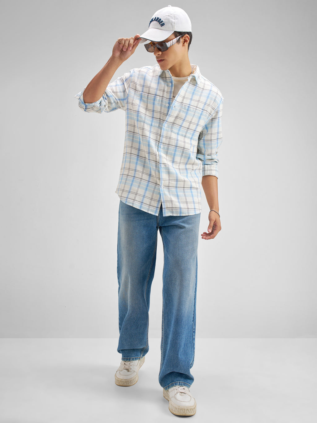 Highlander Men Blue Checked Regular Fit Casual Shirt - Blue - Image 2