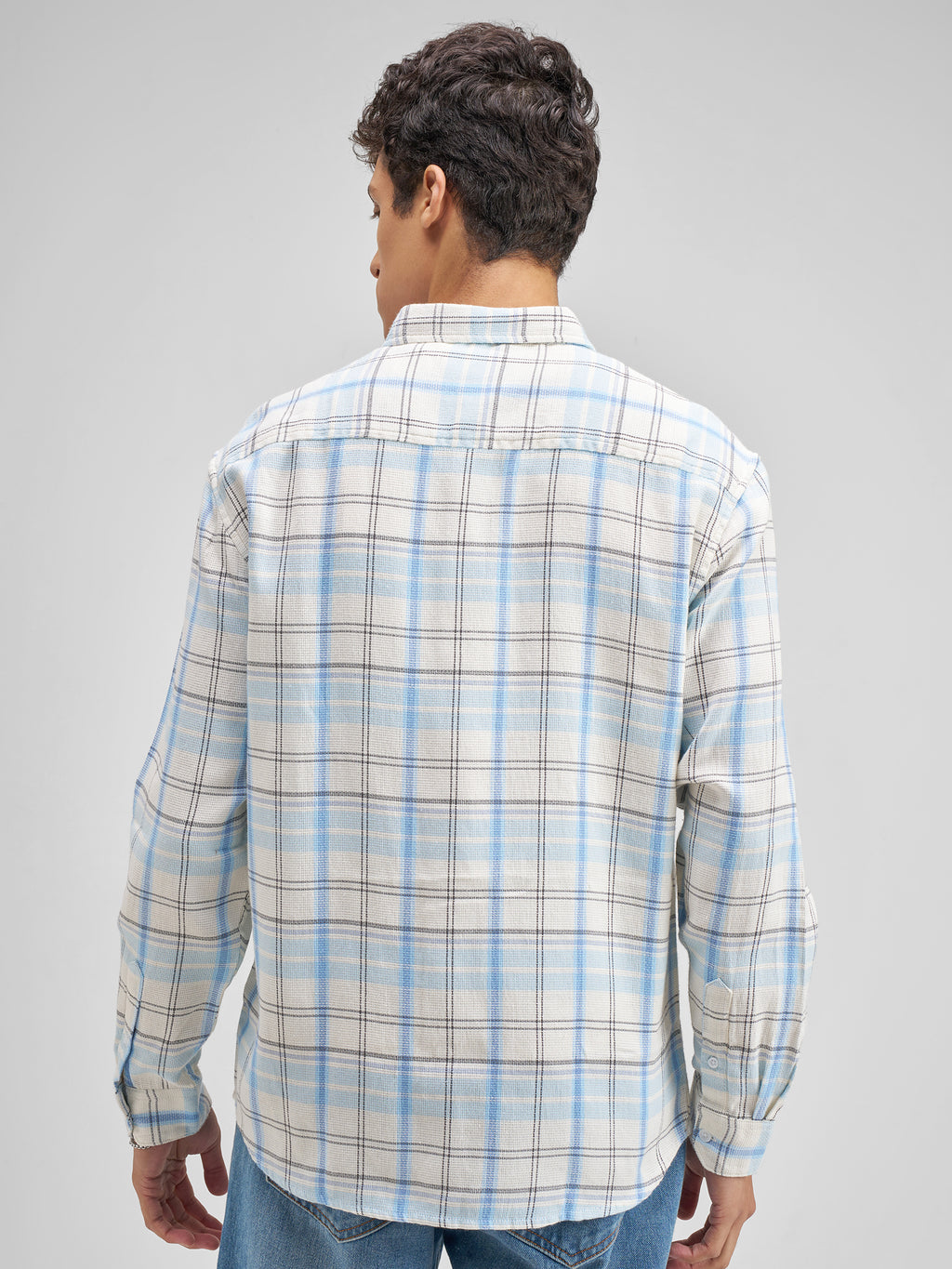 Highlander Men Blue Checked Regular Fit Casual Shirt - Blue - Image 3