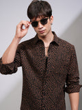 Highlander Men Brown Printed Relaxed Fit Casual Shirt - Brown - Image 1