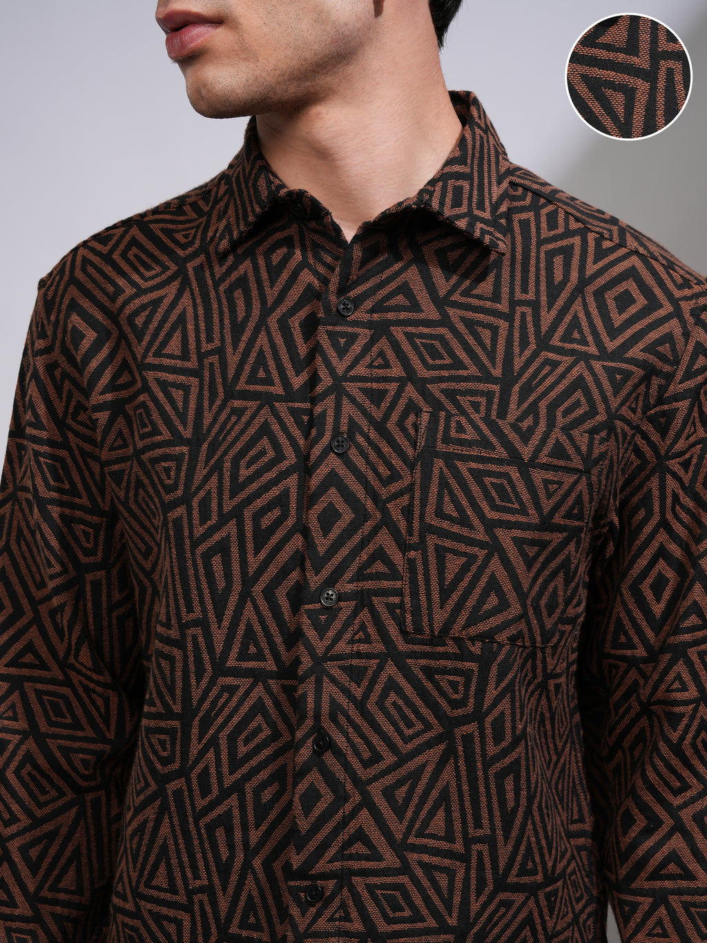 Highlander Men Brown Printed Relaxed Fit Casual Shirt - Brown - Image 5