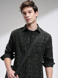Highlander Men Olive Printed Relaxed Fit Casual Shirt - Olive - Image 1