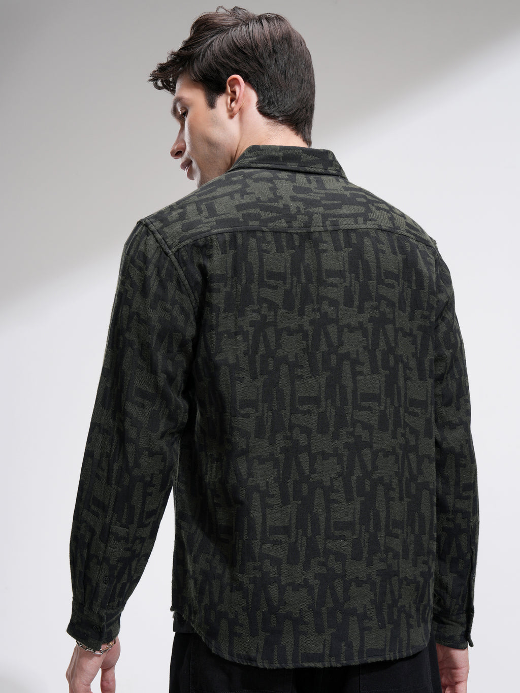 Highlander Men Olive Printed Relaxed Fit Casual Shirt - Olive - Image 3
