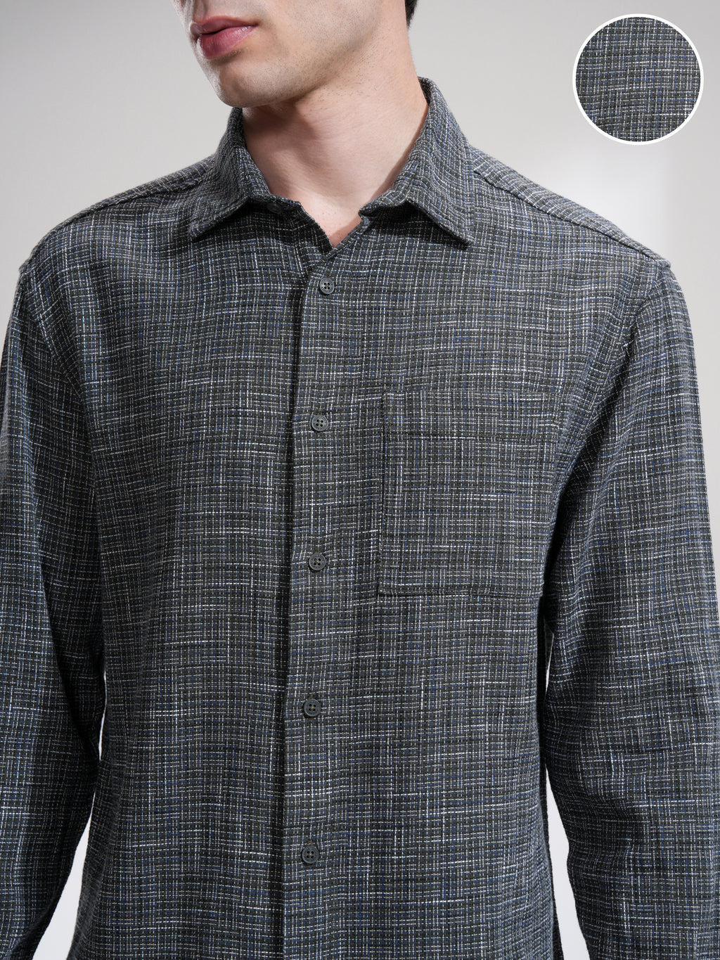 Highlander Men Grey Checked Relaxed Fit Casual Shirt - Grey - Image 5