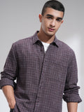 Highlander Men Purple Self Design Relaxed Fit Casual Shirt - Purple - Image 1
