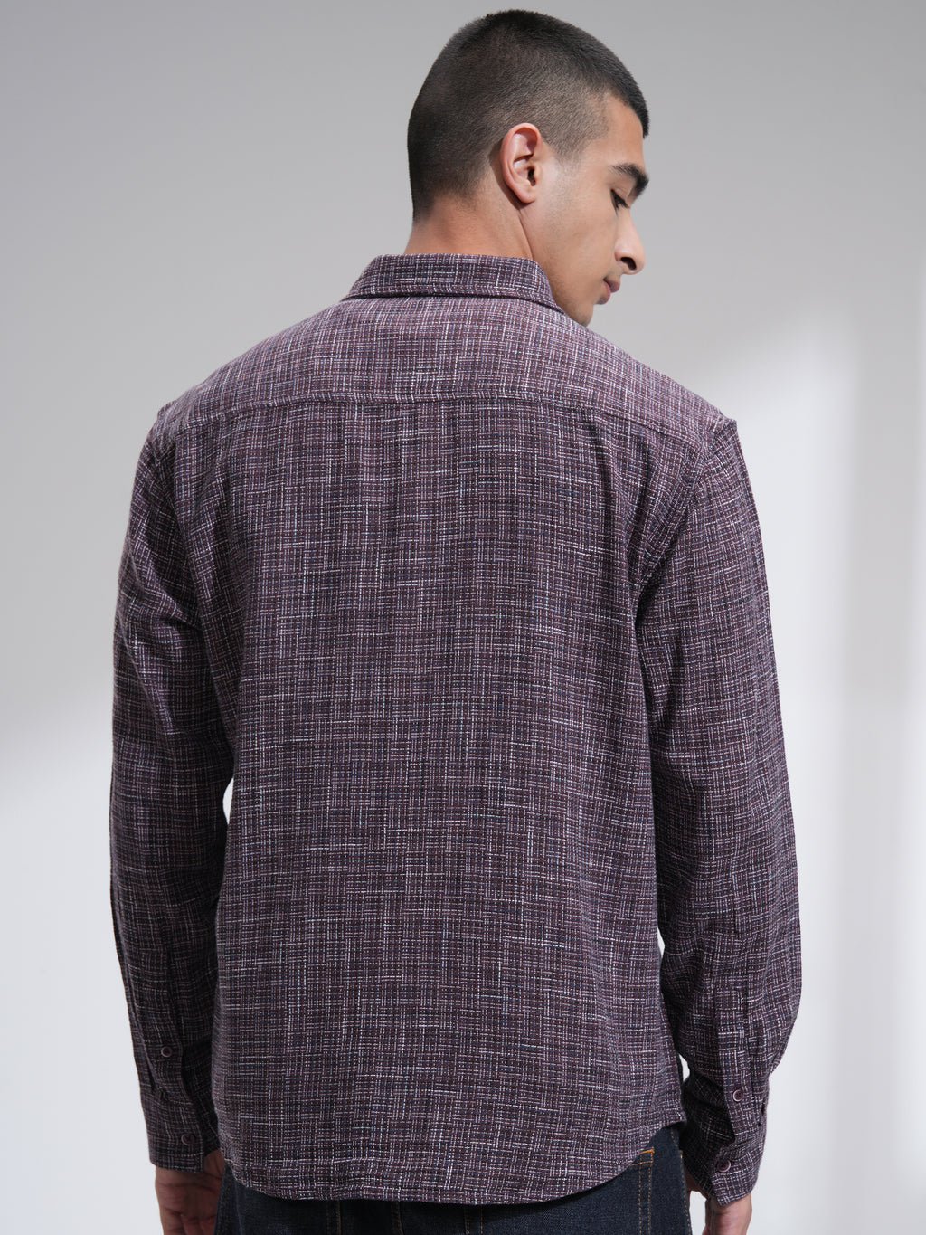 Highlander Men Purple Self Design Relaxed Fit Casual Shirt - Purple - Image 3