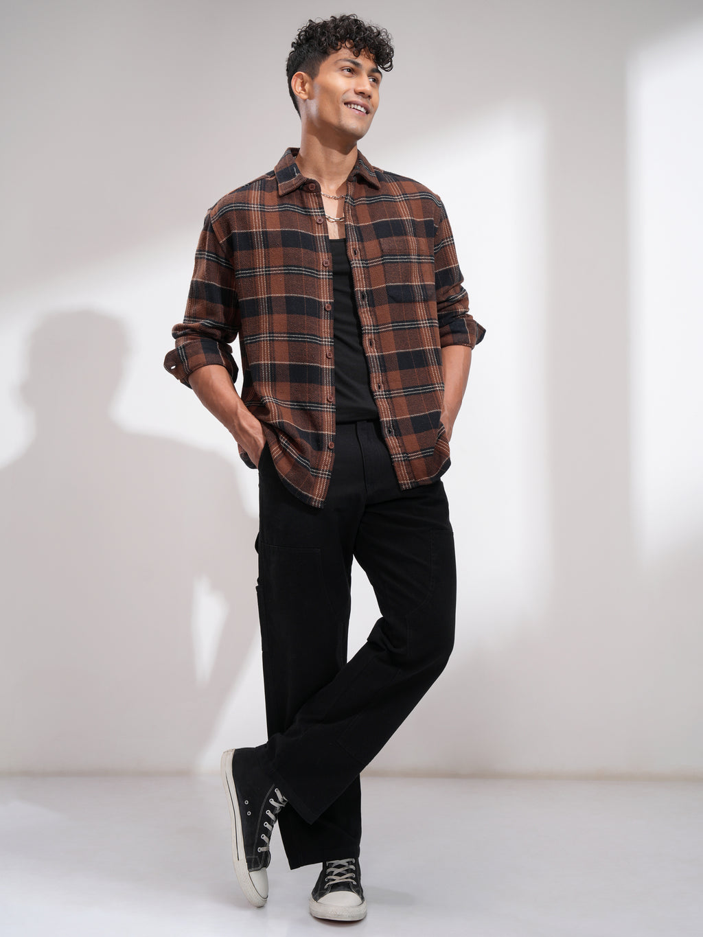Highlander Men Rust Checked Relaxed Fit Casual Shirt - Rust - Image 2