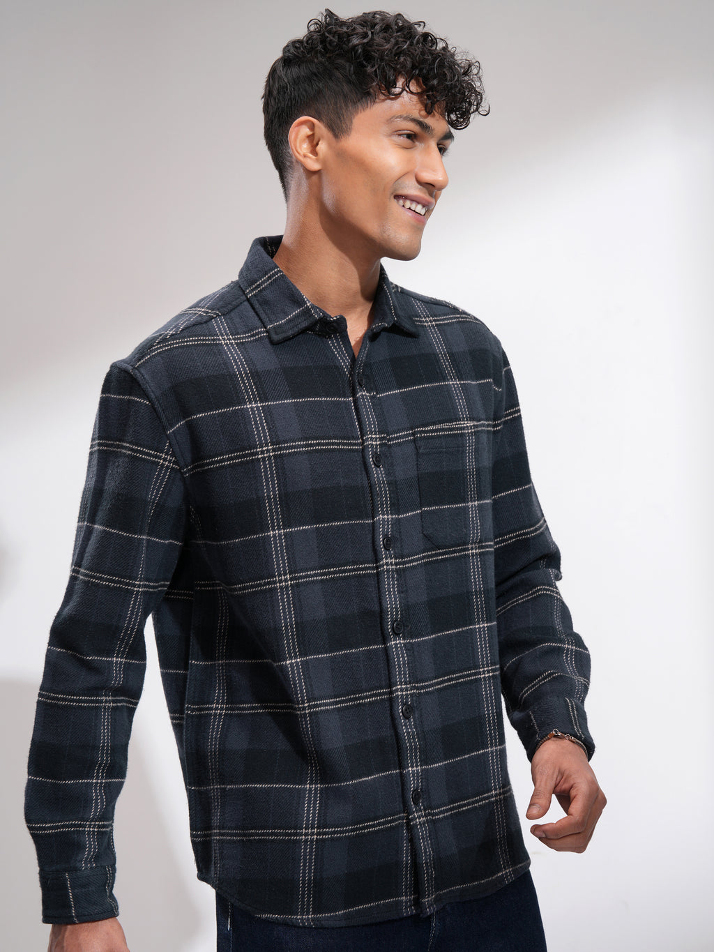 Highlander Men Blue Checked Relaxed Fit Casual Shirt - Blue - Image 6