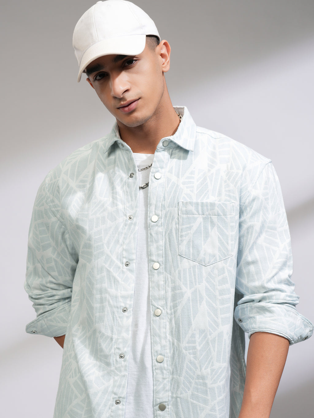 Highlander Men White Textured Relaxed Fit Casual Shirt - White - Image 1