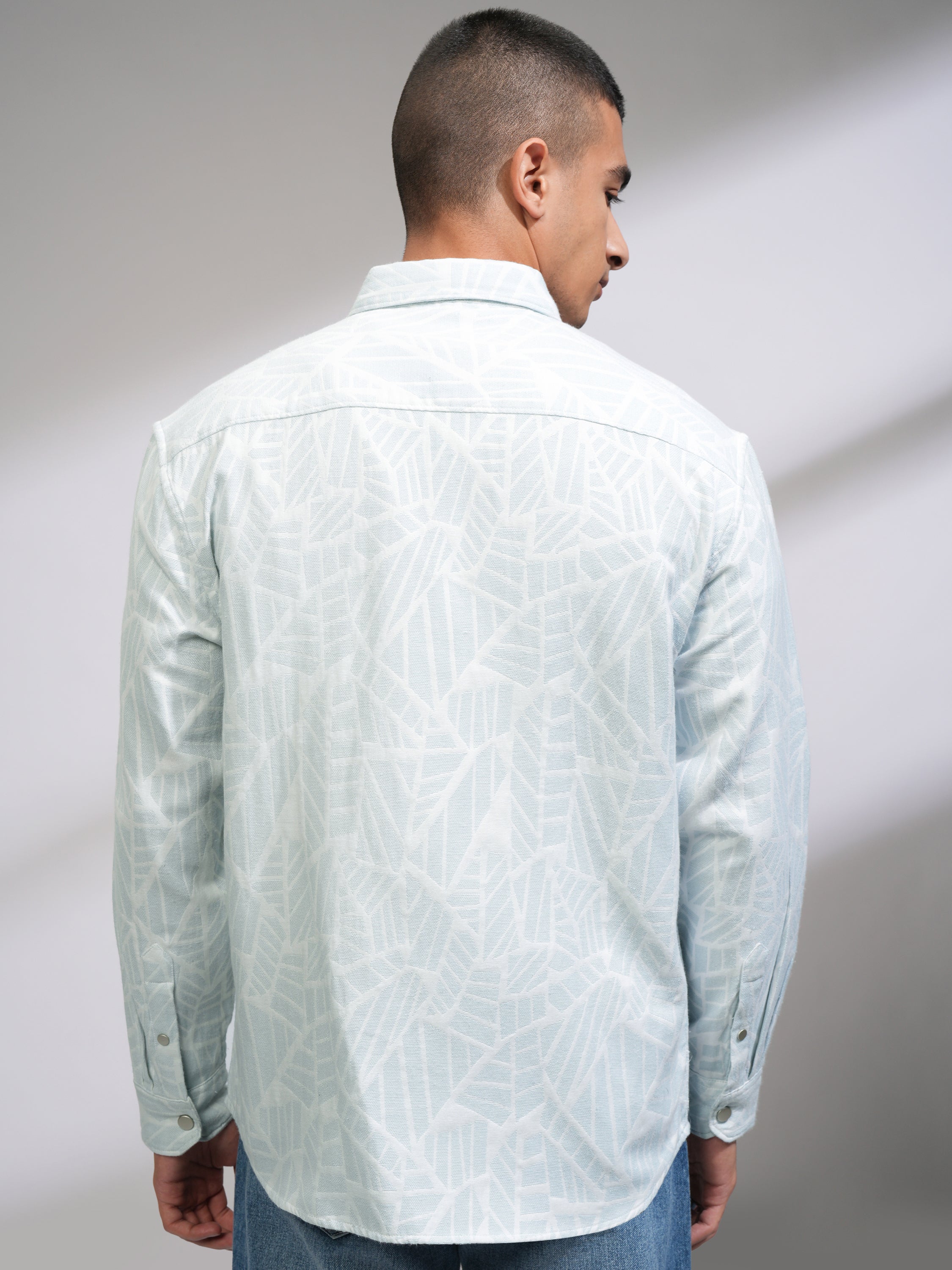 Highlander Men White Textured Relaxed Fit Casual Shirt - White - Image 3
