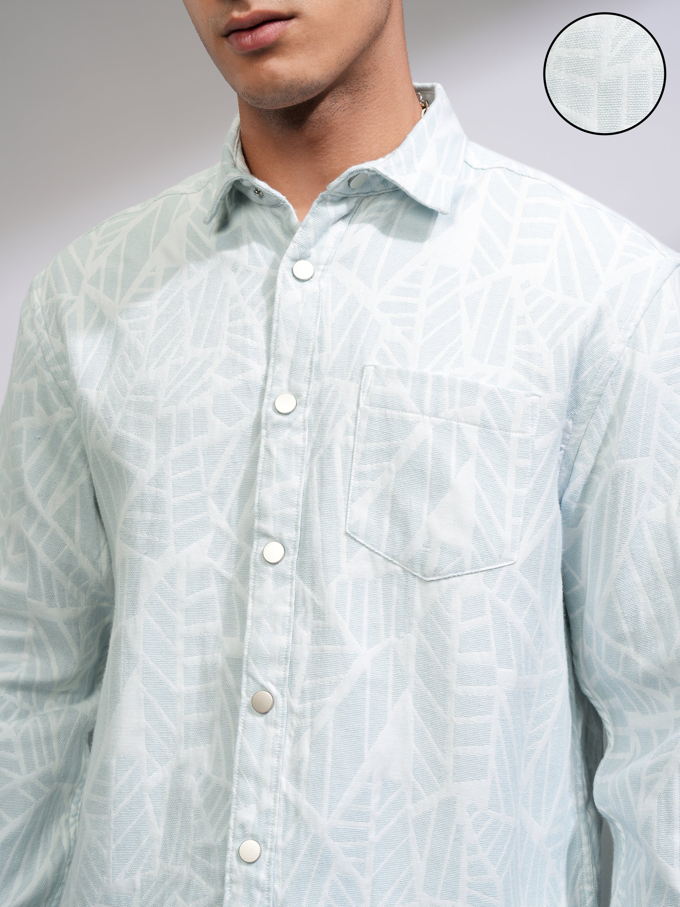 Highlander Men White Textured Relaxed Fit Casual Shirt - White - Image 5