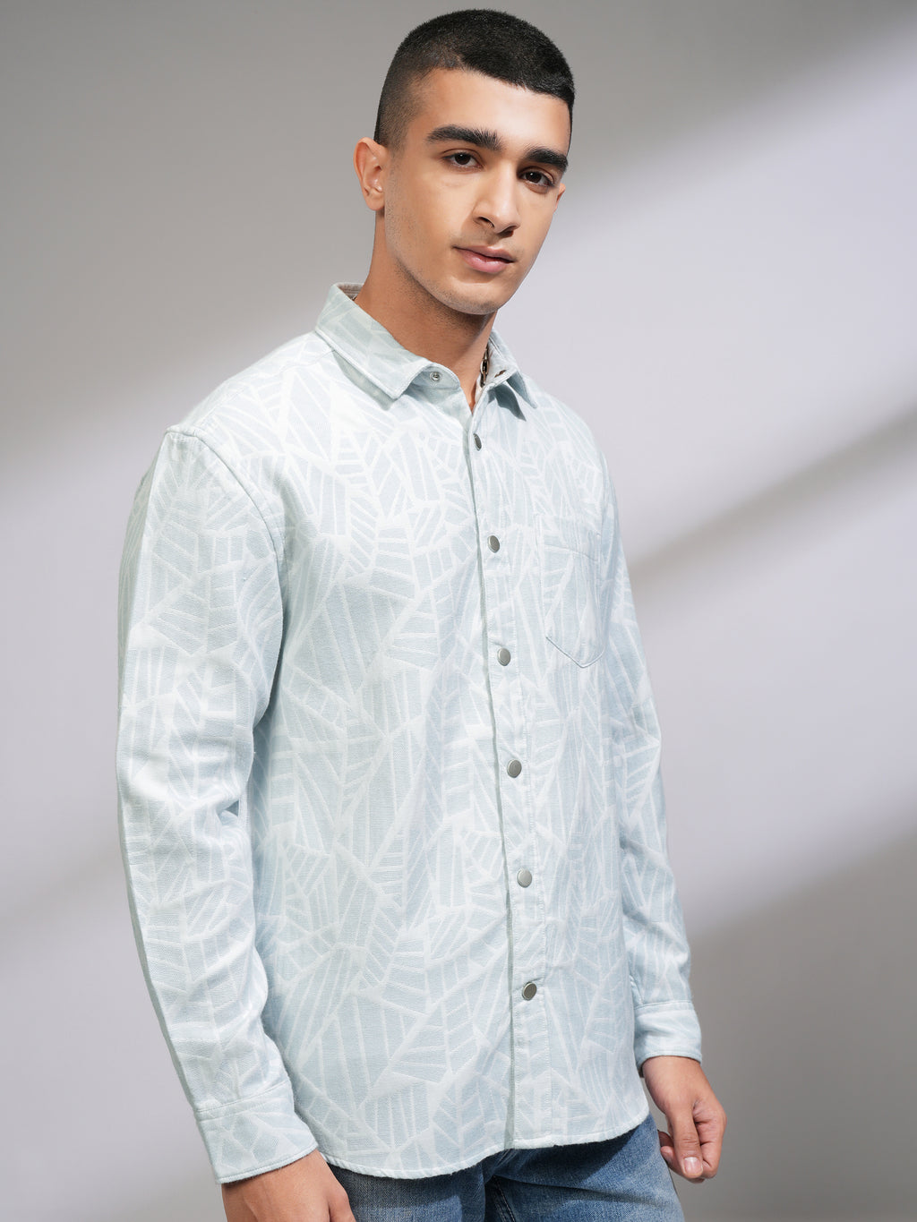 Highlander Men White Textured Relaxed Fit Casual Shirt - White - Image 6
