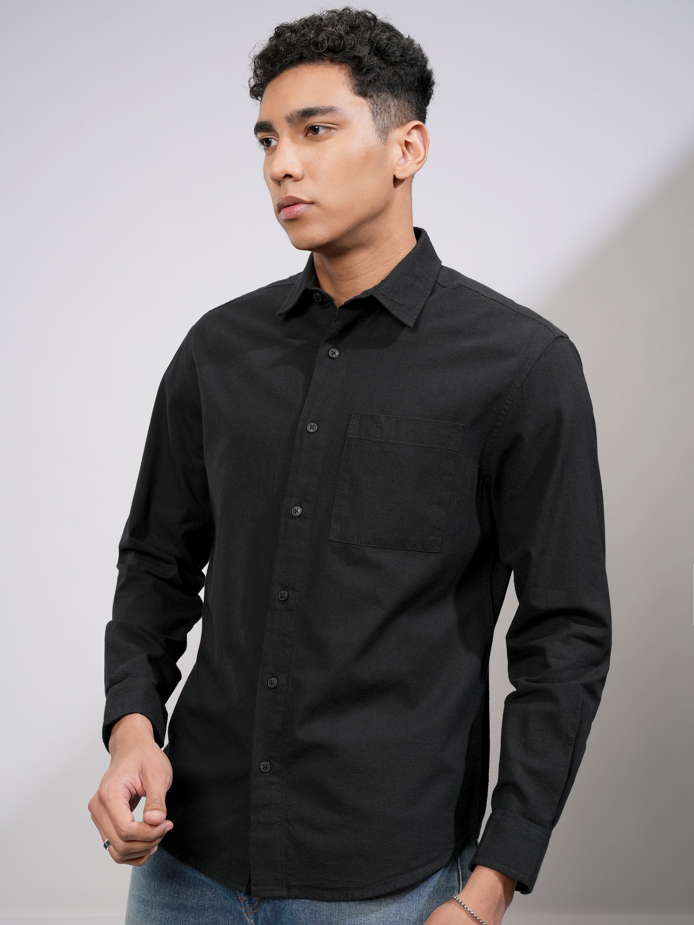 Highlander Men Black Checked Relaxed Fit Casual Shirt - Black - Image 4