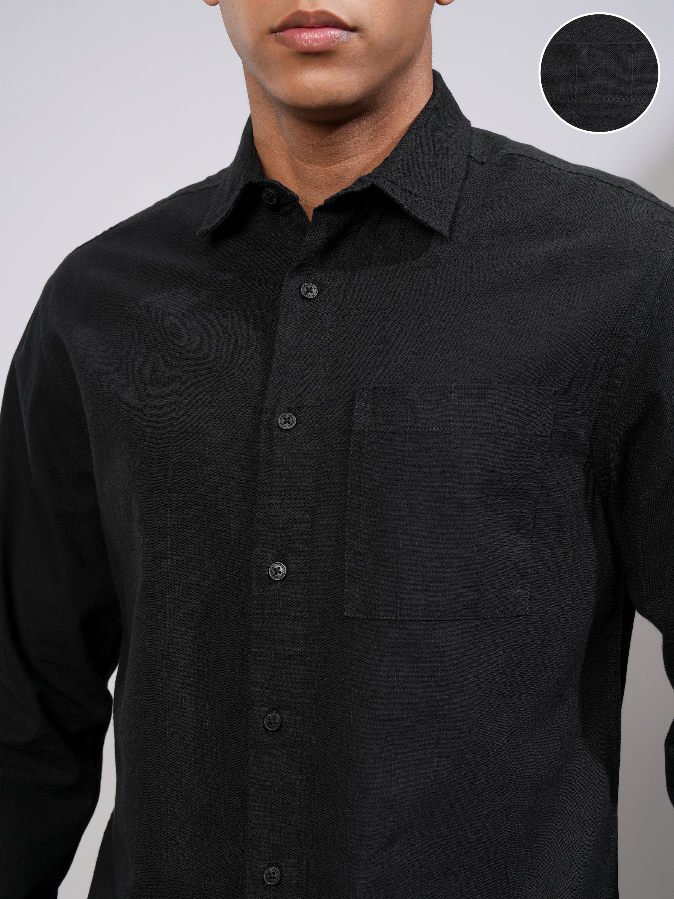 Highlander Men Black Checked Relaxed Fit Casual Shirt - Black - Image 5