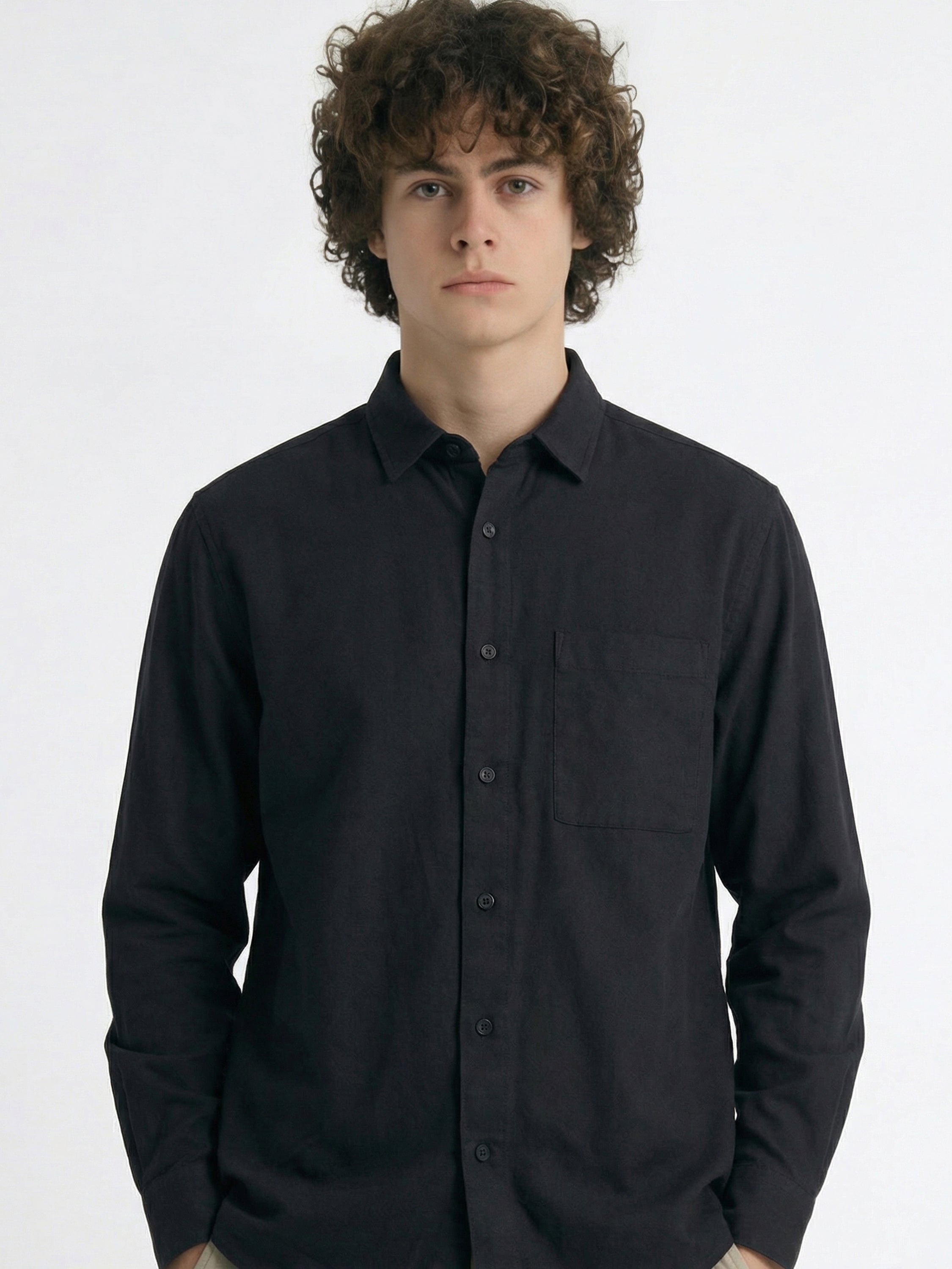 Highlander Men Black Self Design Regular Fit Casual Shirt - Black - Image 1