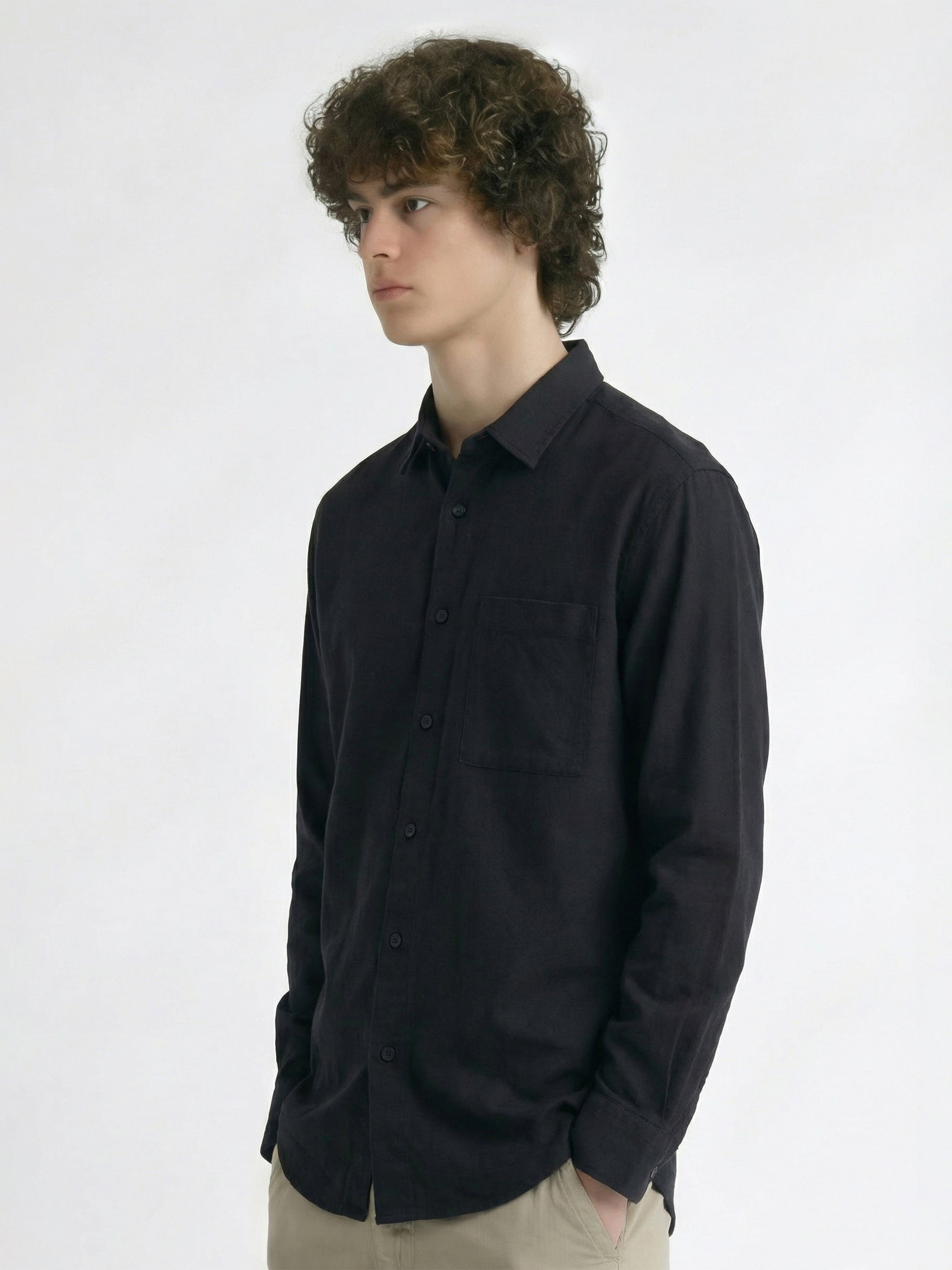 Highlander Men Black Self Design Regular Fit Casual Shirt - Black - Image 4