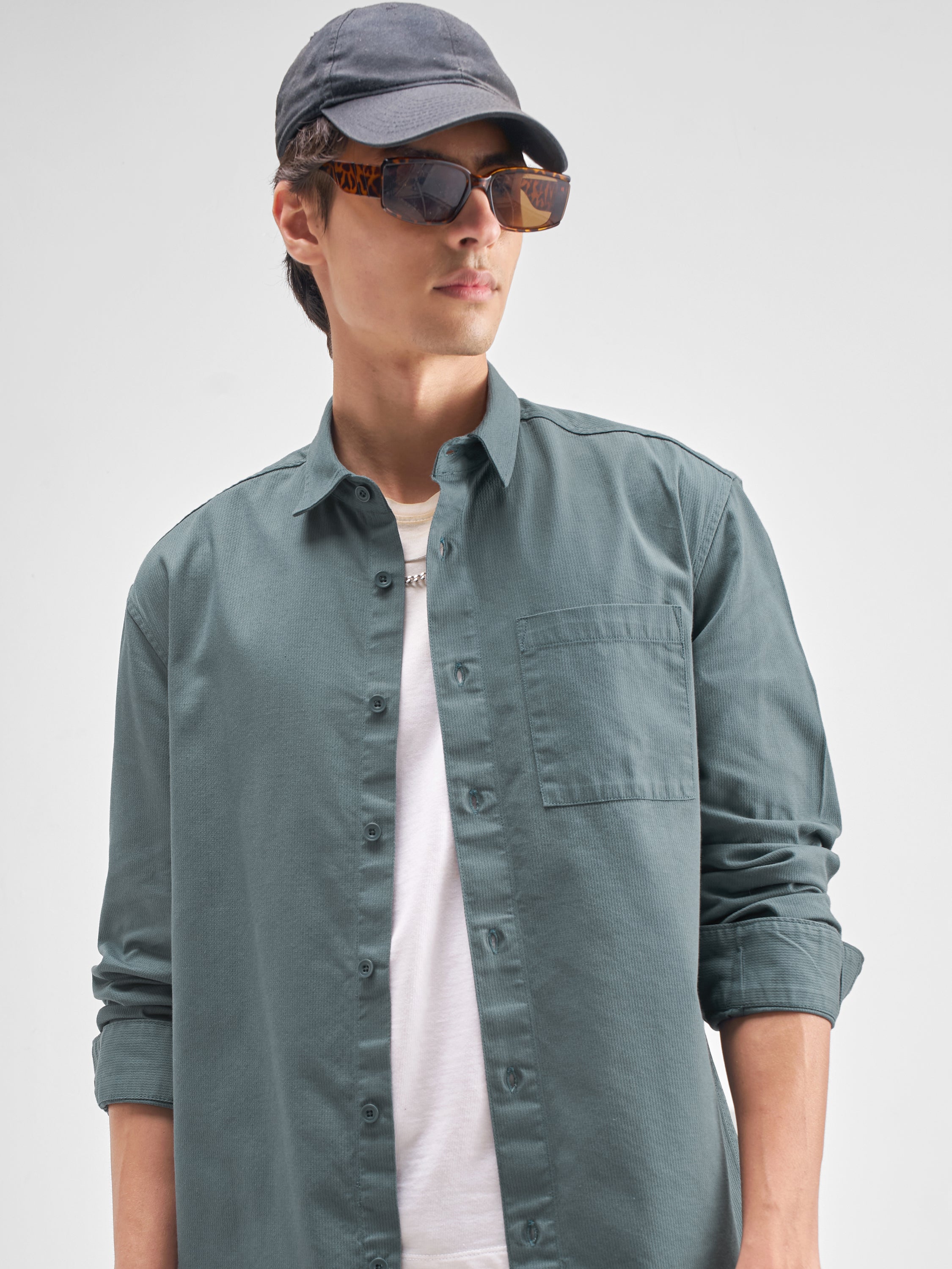 Highlander Men Blue Solid Relaxed Fit Casual Shirt - Blue - Image 1