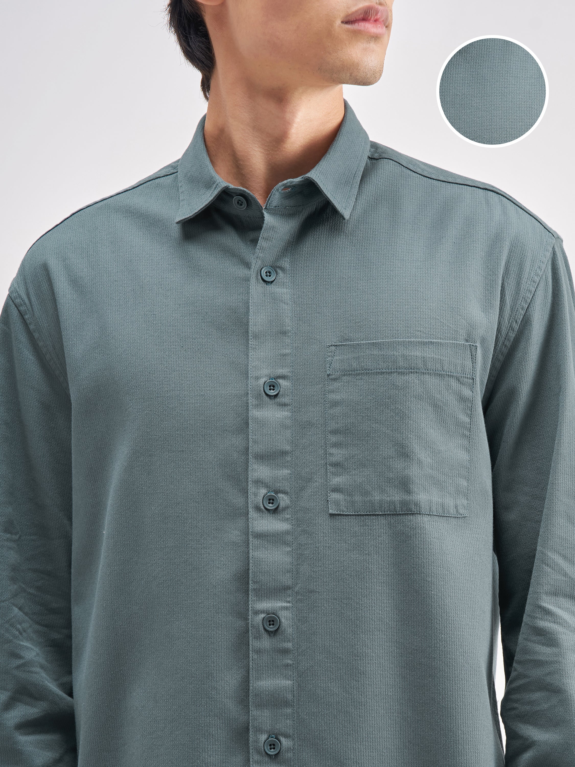 Highlander Men Blue Solid Relaxed Fit Casual Shirt - Blue - Image 5