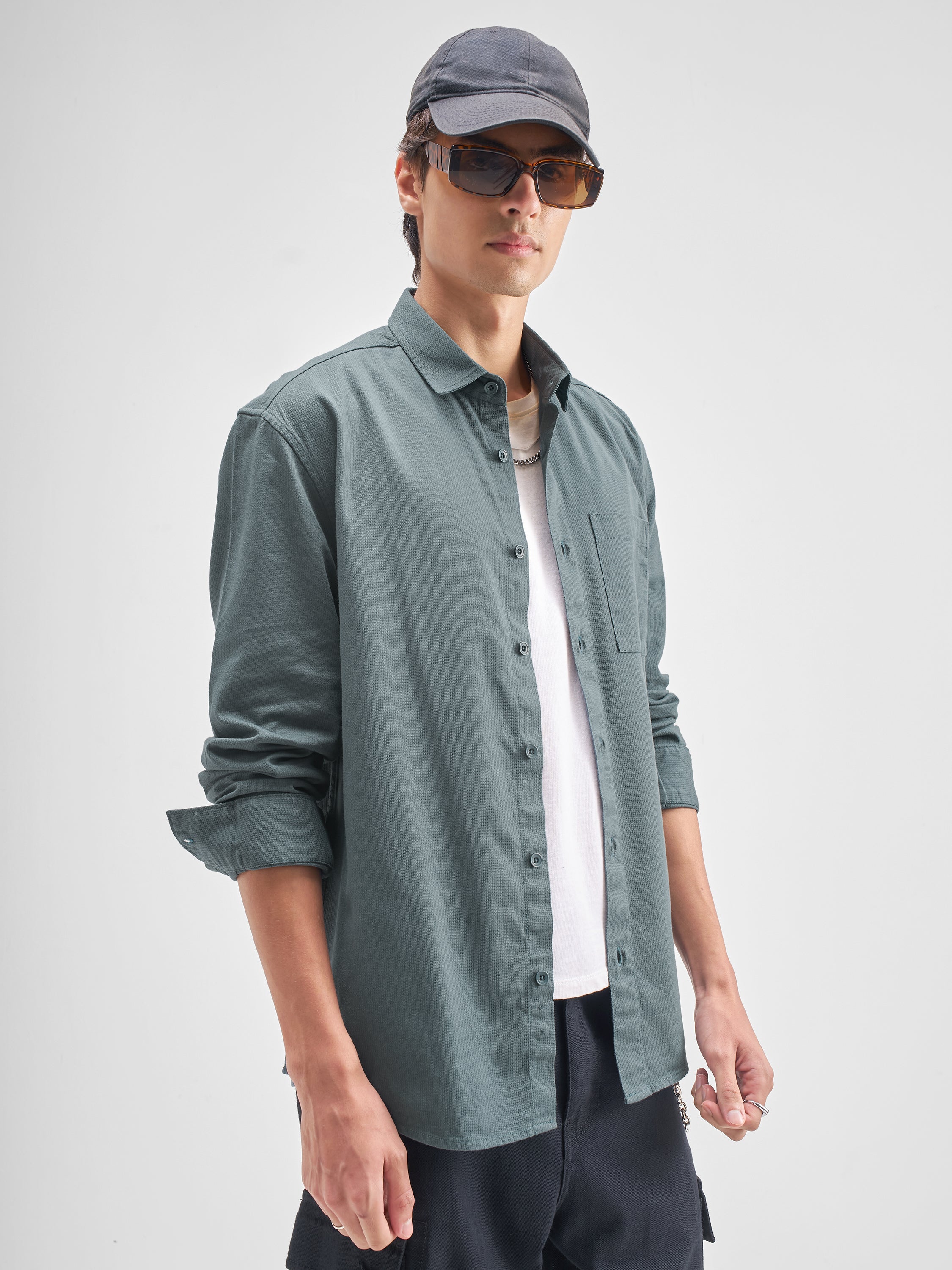 Highlander Men Blue Solid Relaxed Fit Casual Shirt - Blue - Image 6