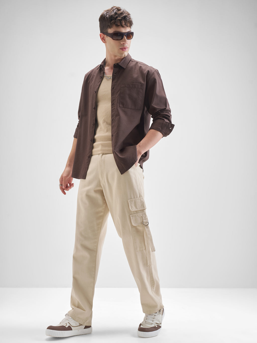 Highlander Men Brown Solid Relaxed Fit Casual Shirt - Brown - Image 2