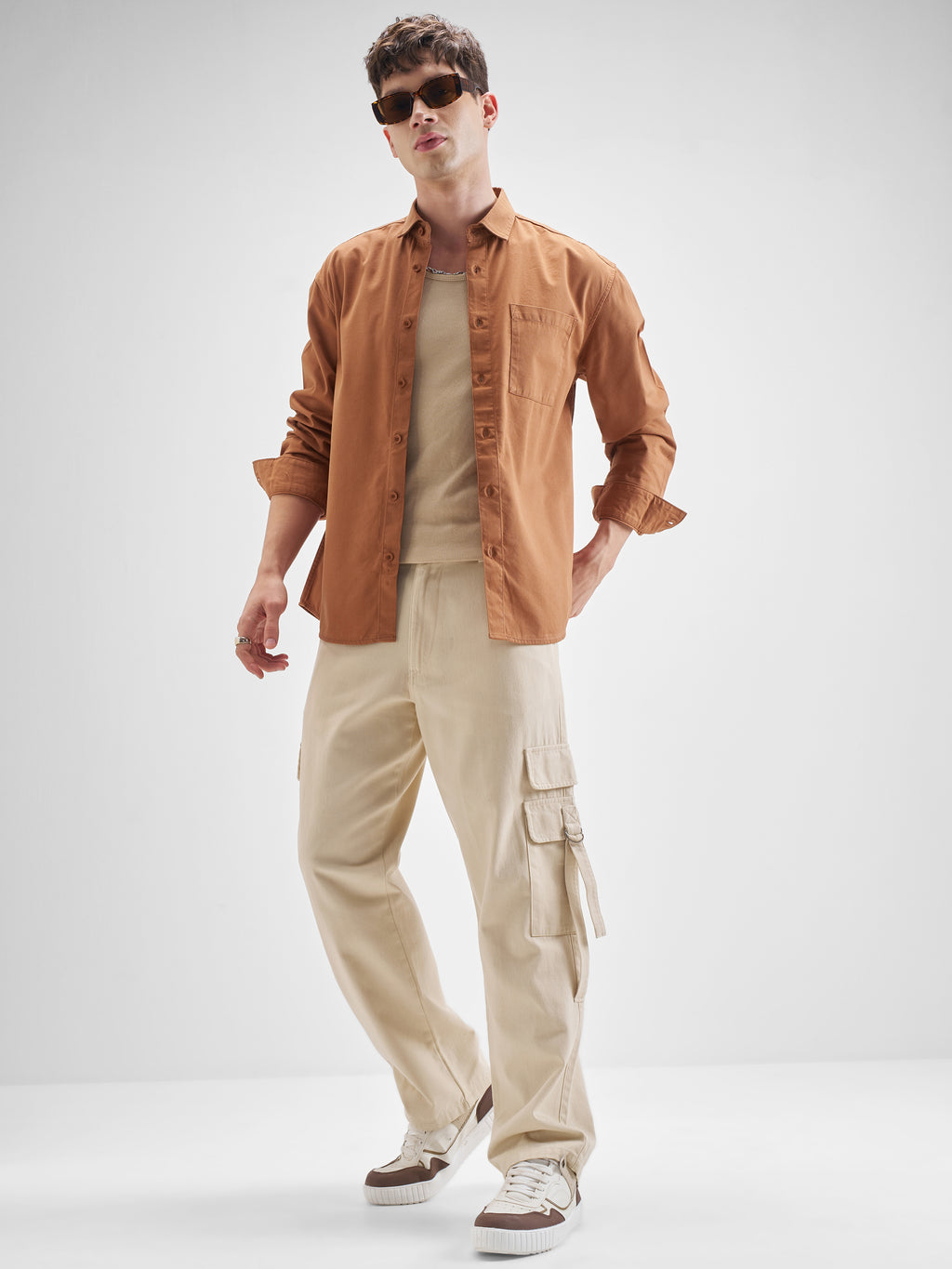 Highlander Men Orange Solid Relaxed Fit Casual Shirt - Orange - Image 2