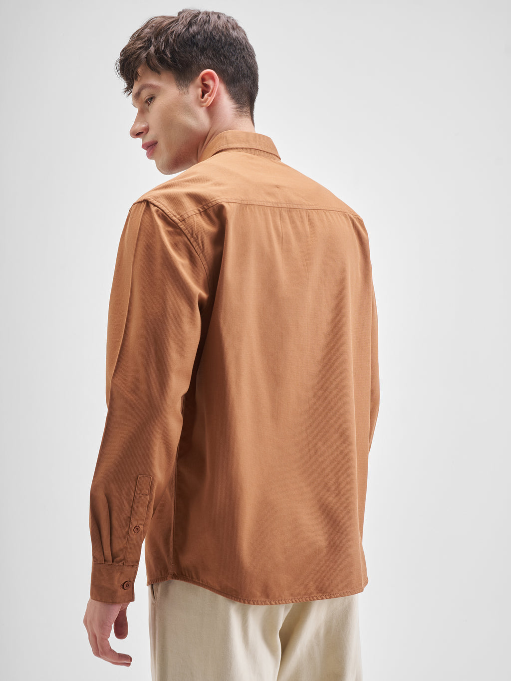 Highlander Men Orange Solid Relaxed Fit Casual Shirt - Orange - Image 3