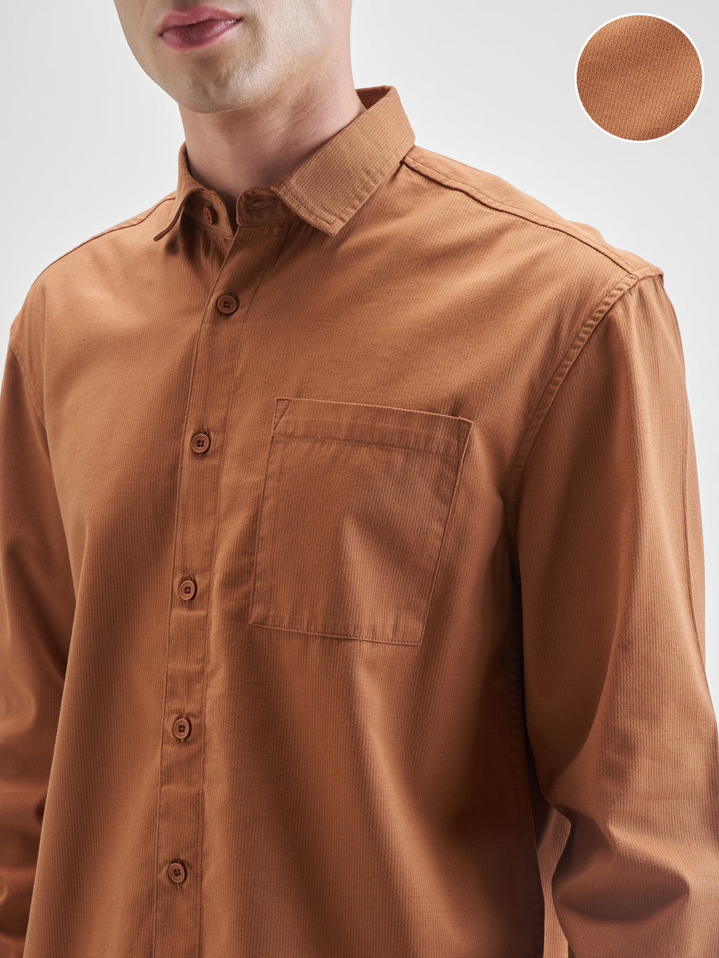 Highlander Men Orange Solid Relaxed Fit Casual Shirt - Orange - Image 5