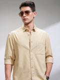 Highlander Men Beige Solid Relaxed Fit Casual Shirt - Beige - Image 1