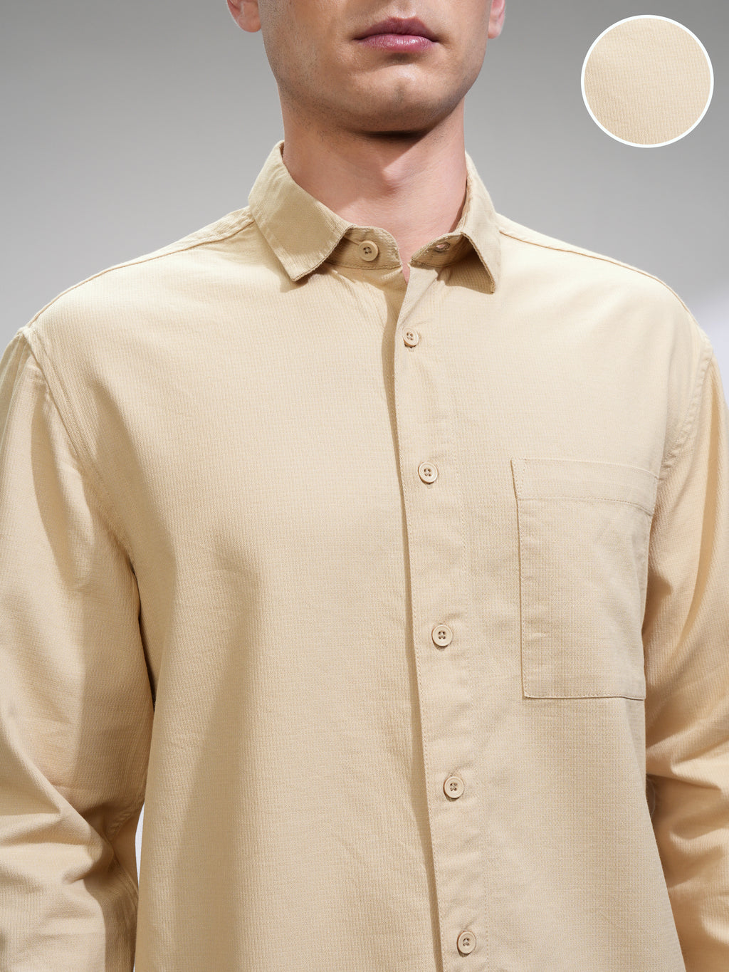 Highlander Men Beige Solid Relaxed Fit Casual Shirt - Beige - Image 5