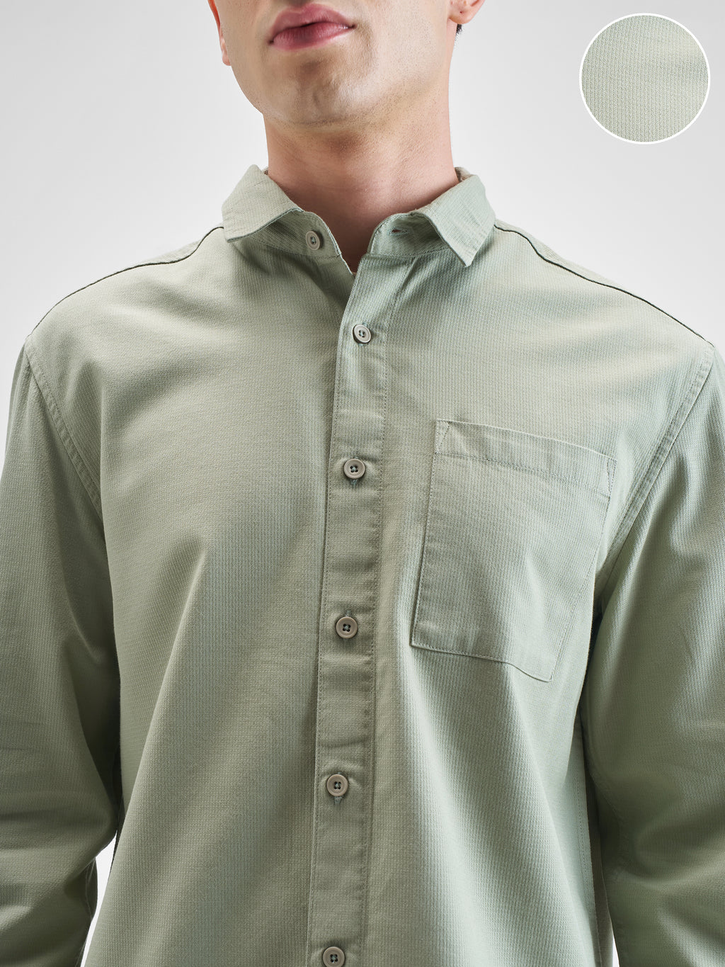 Highlander Men Olive Solid Relaxed Fit Casual Shirt - Olive - Image 5