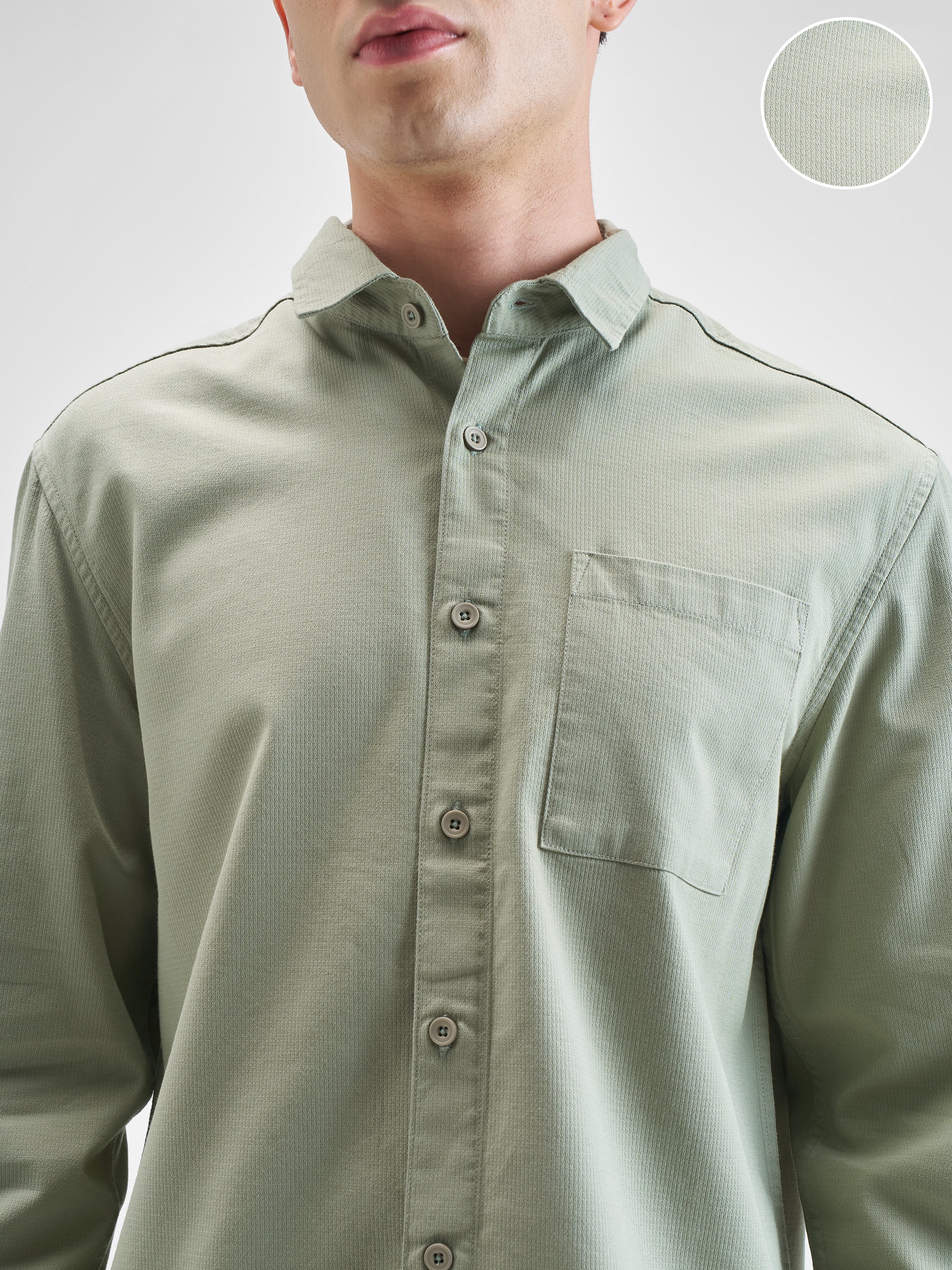 Highlander Men Olive Solid Relaxed Fit Casual Shirt - Olive - Image 5
