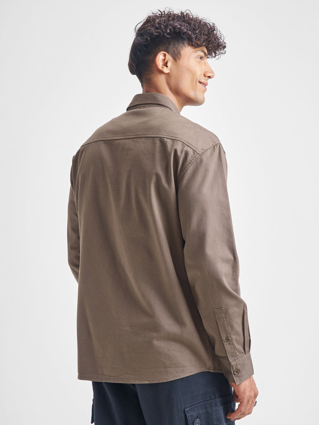 Highlander Men Khaki Self Design Relaxed Fit Casual Shirt - Khaki - Image 3