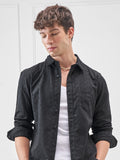 Highlander Men Black Self Design Slim Fit Casual Shirt - Black - Image 1