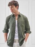Highlander Men Green Self Design Slim Fit Casual Shirt - Green - Image 1