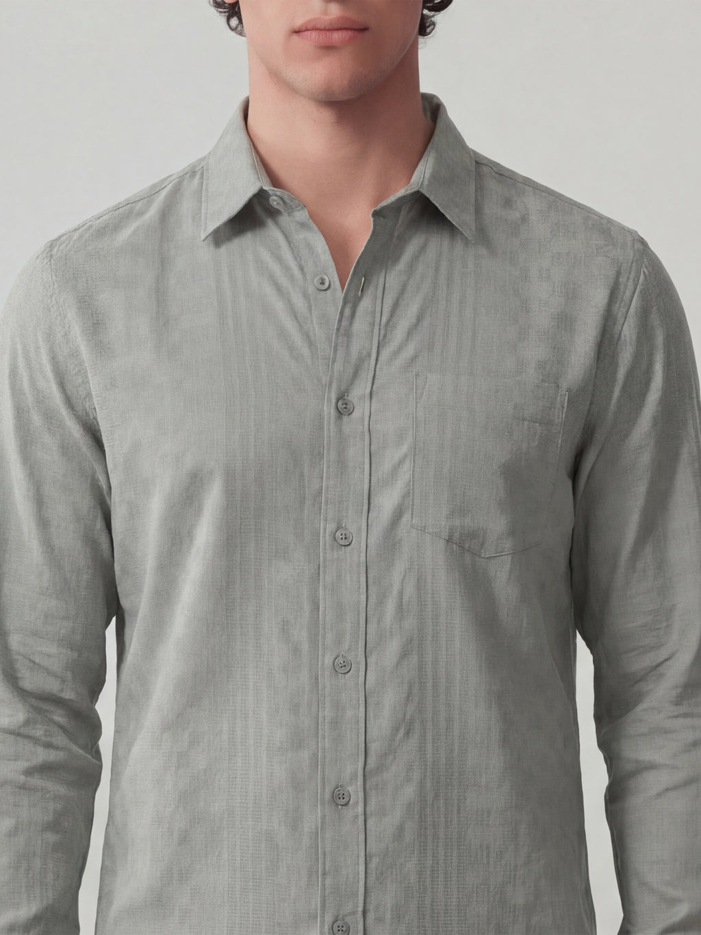 Highlander Men Green Self Design Slim Fit Casual Shirt - Green - Image 5