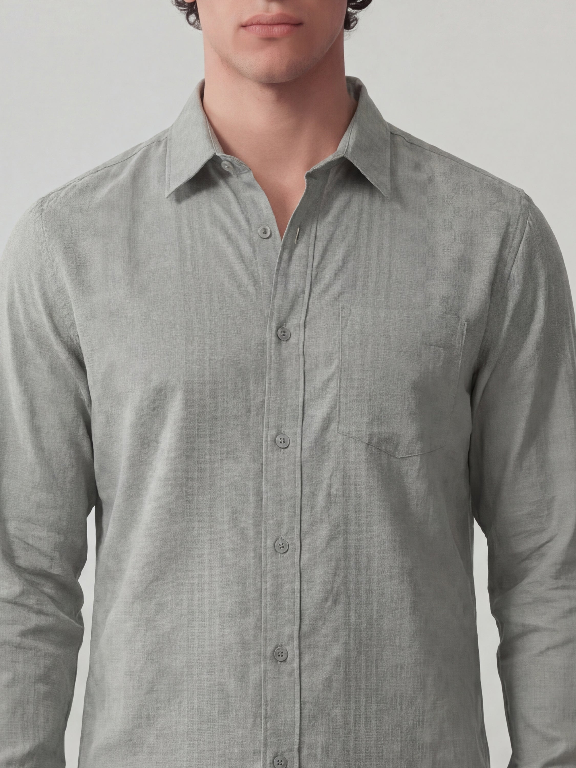 Highlander Men Green Self Design Slim Fit Casual Shirt - Green - Image 5