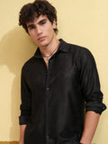 Highlander Men Black Self Design Slim Fit Casual Shirt - Black - Image 1